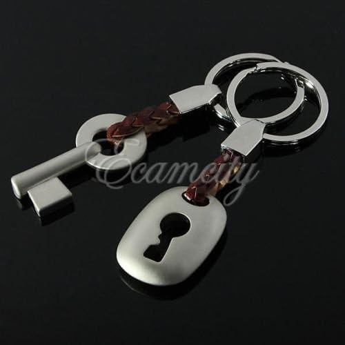 1 Pair Creative Lock Key Couple Lover's Keychain Ring Keyring Fob Lover Gift