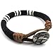 KONOV Mens Womens Leather Rope Cord Bracelet, Unisex Cuff Bangle, Black