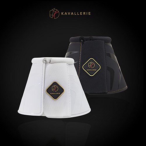 Kavallerie Classic Anti-Spin Bell Boots, Overreaching Protection, Durable with Secure Fit, Perfect for Cross Country, Hunting, Jumping and Exercises-L-White