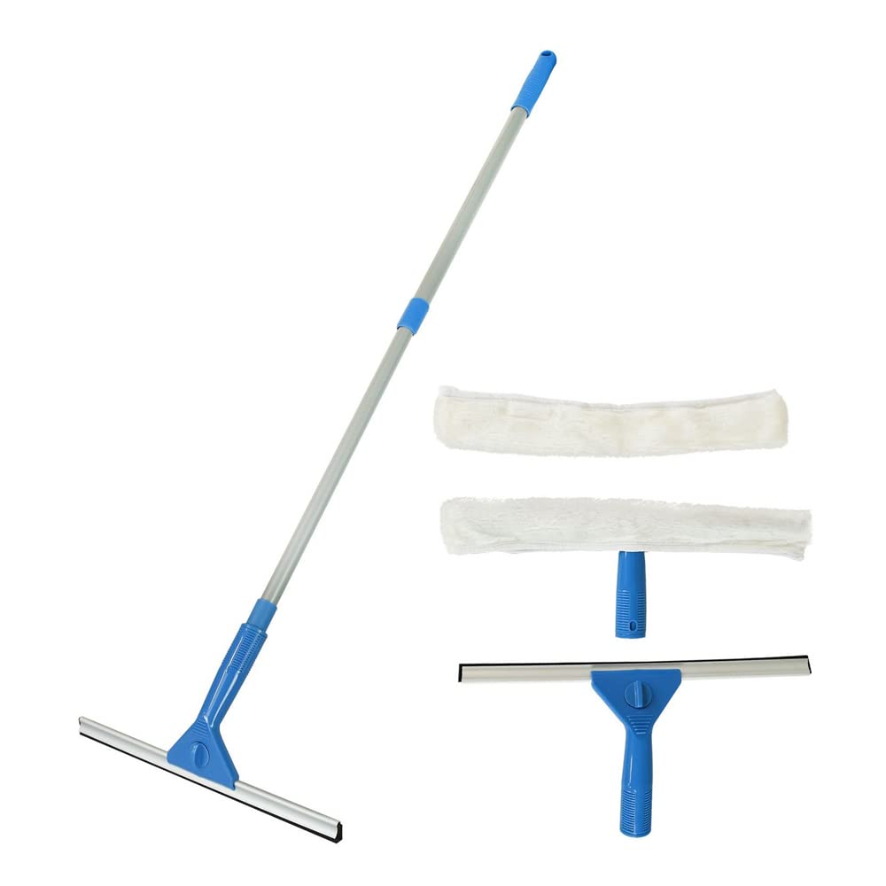 Window Cleaning Kit Pack of 4, Glass Window Cleaner, Window Wiper, Pole with Squeegee Cleaner, Glass Cleaning Equipment