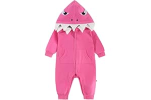 ALLAIBB Shark Baby Costume Onesie Cotton 3D Cartoon Romper Cute Jumpsuit Hooded Outwear for Toddler Baby Boys Girls 3-24M
