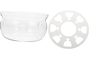 GLEAVI Glass Teapot Warmer Heating Base Round Tea Warmer for Home and Office Use with White Ceramic Plate