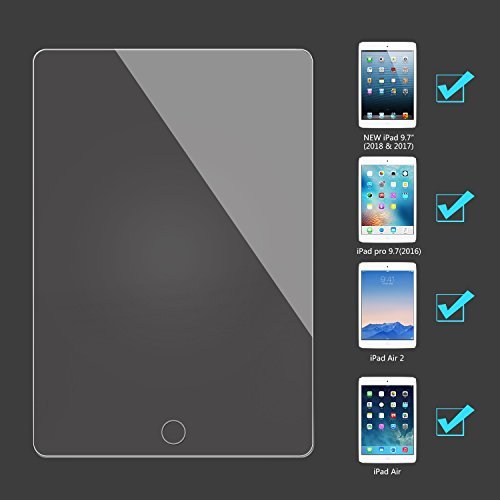 New iPad 9.7 inch 2018 2017/iPad Pro 9.7/iPad Air 2/iPad Air Screen Protector, GDSZHS High Definition Clear 9H Hardness Scratch Resistant Tempered Glass Screen Protector