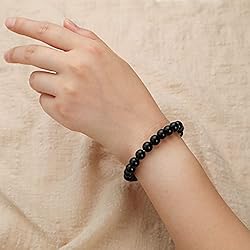 Crystal Vibe 8mm Black Obsidian Bracelet - Elastic