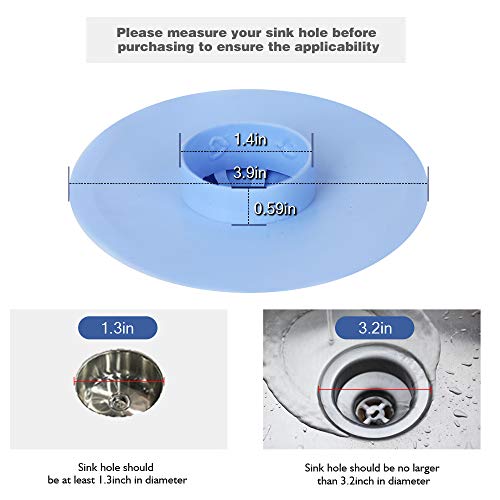 Drain Cover Silicone Hair Catcher Trap Bathtub Drain 2 in 1 Sink Drain Stoppers and Strainers for Kitchen Bathtub and Shower Floor, 6 Pack