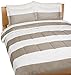 Amazon Basics Full/Queen Comforter Set with Sheets, 5-Piece Reversible Gray Stripe Bedding, Lightweight Microfiber Bed-in-a-Bag
