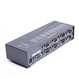 E-More® 8 Port VGA Video Splitter 1-to-8 Monitor VGA/SVGA LCD CRT 8 Port Video Splitter Box Display Distributor 250MHZ Support 1920x1440 Resolutions 40m Transmission for TV Computer