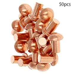 Aicosineg 50pcs 0.31" Length Copper Solid Rivets M5