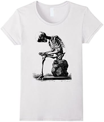 Womens Child Skeleton Grays Medical Diagram Funny T-Shirt Large White