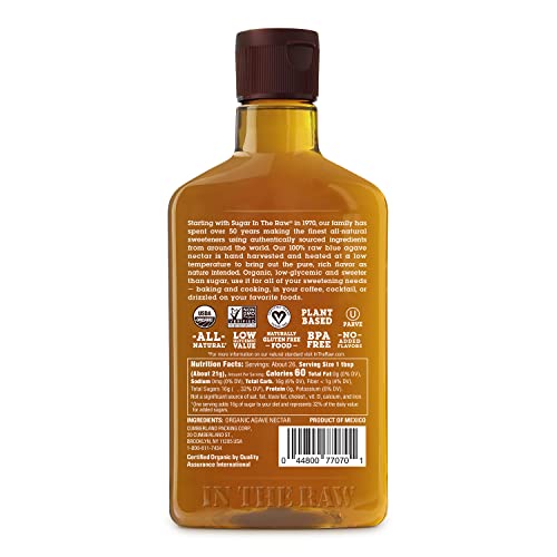 ORGANIC AGAVE IN THE RAW LIGHT AGAVE NECTAR, 18.5 OZ., MADE WITH BLUE AGAVE FROM MEXICO, USDA ORGANIC, NON-GMO PROJECT VERIFIED, KOSHER VEGAN AND LOW GLYCEMIC INDEX