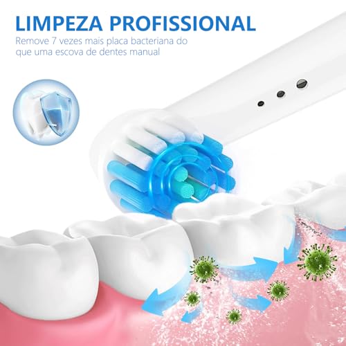 Refil Compatível com Escova Elétrica Oral B, Kit de 16 Cabeças de Escova de Dentes Elétricas Profissionais Compatível com Oral-B Braun, Cerdas Maciez Média de Alto Perfomance, Encaixe Perfeito
