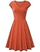 Laksmi Elegant Dresses, Womens Casual Dress A Line Cap Sleeve V Neck Medium, Orange