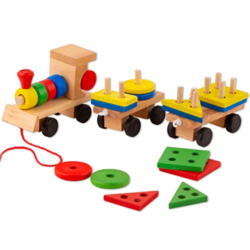 image for Toy To Enjoy Wooden Stacking Toy Train with Shape Sorter & Stacking Bl