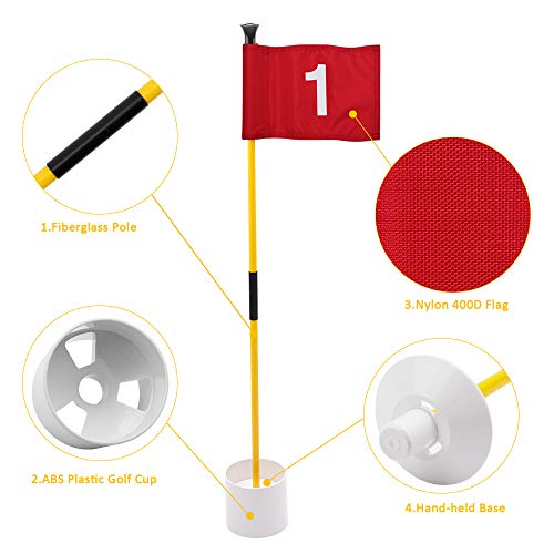 KINGTOP Miniature Golf Flagstick, Practice Putting Green Flags For Yard