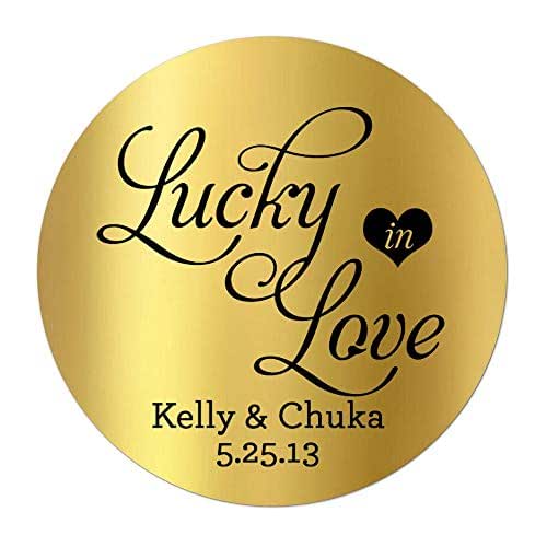 Lucky in Love Wedding Stickers for Favors Personalized