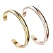 Zuo Bao Stainless Steel Bracelet Grooved Cuff Bangle for Women (Gold+Rose Gold)