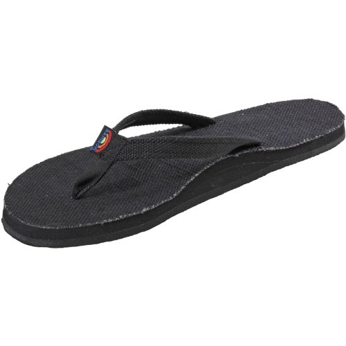 black hemp rainbow sandals