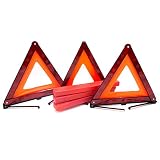 Fasmov Triple Warning Triangle Emergency Warning Triangle Reflector Safety Triangle Kit,3-Pack