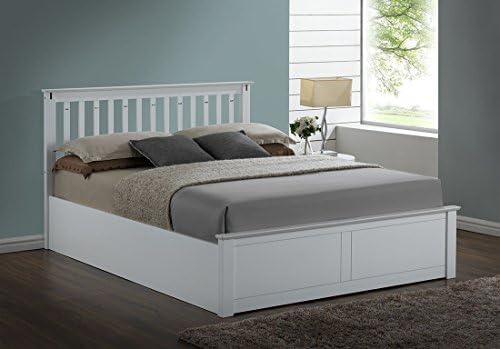 Kensington White Wooden Storage/Ottoman Kingsize Bed Frame by Lazybeds