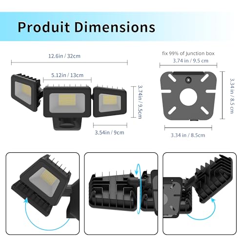 kelinvmi 120W 12000LM Outdoor LED Floodlight High Brightness LED Security Light 4500K Warm White Light with IP66 Waterproof IP66 for Yard, Garden, Playground