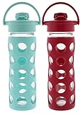 2-Pack Lifefactory 16-Ounce Flip Cap Beverage Bottles (Turquoise and Raspberry)