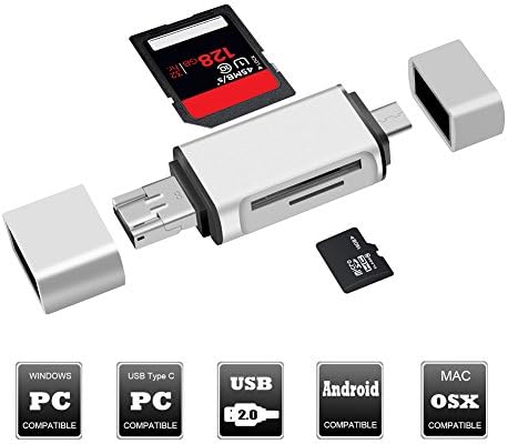 3 in 1 Card Reader, Micro SD Card Reader with Type C USB Micro USB Connector HUB Adapter with OTG Function TF Flash Memory Card Readers For Samsung Galaxy S8, Note 8, Laptop, PC, Android USB 2.0