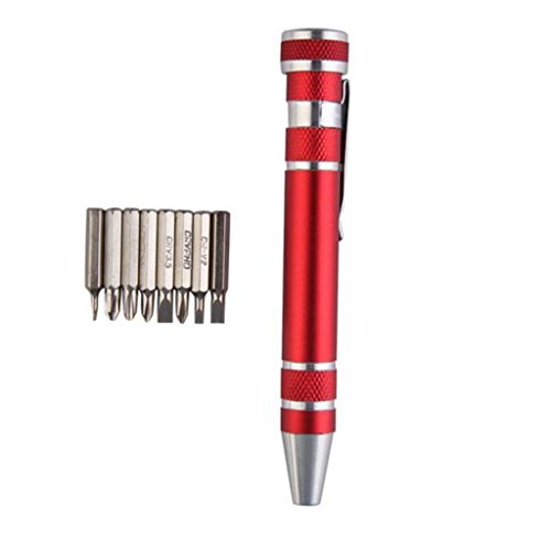Click Here to See More Images Tosangn 8 in 1 Red Home Tool Alloy Pocket Precision Screwdriver Repair Tool Kit