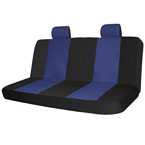Copap 17pcs Universal SUV Car Seat Covers Mesh Fabric Seat Covers for Vehicles Autos Full Set Front Airbag Compatible 5 Headrest Covers 1 Steering Wheel Covers Black / Blue