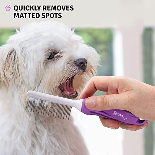 Detangling Pet Comb with Long & Short Stainless Steel Teeth for
