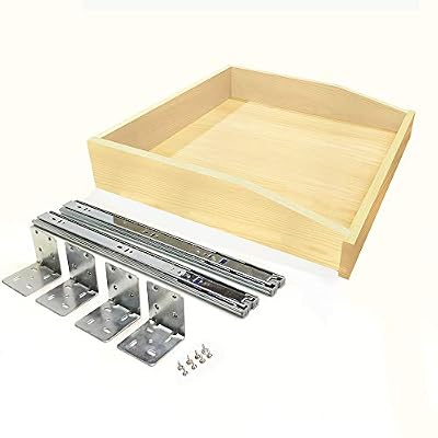 Soft-Close Pine Wood Angle Drawer Box + Brackets, Custom Size