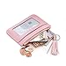 Skyflying Artificial Leather Slim Credit Wallet Key Card Pocket with Key Ring and ID Window Practical Mother's Day Gift Macarons Color (pink)