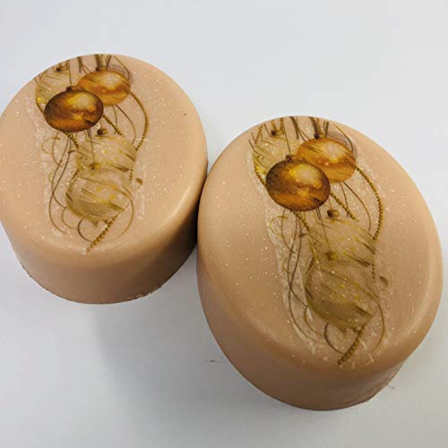 Seasonal Handmade Christmas soap, bring the warm Christmas flavor to home with this delicious scent of vanilla and hazelnut glycerin soap shea butter decoupage decoration 3 oz oval bar