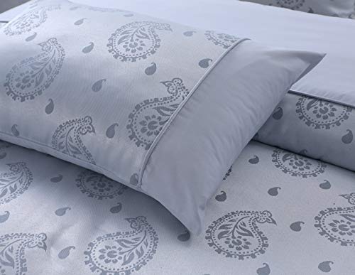 Linen Zone Jacquard Fancy Pillow Cases Paisley Silver 2 Pillow