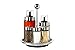 Glass Salt & Pepper Shakers with Oil and Vinegar Dispenser Cruets - 6 Piece Set - Large 2.25