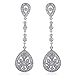EVER FAITH Bridal Art Deco Classical Gatsby Inspired Pave Cubic Zirconia Chandelier Earrings Pierced