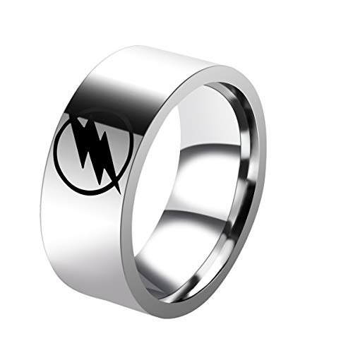 ATDMEI Lightning The Flash Ring for Men Women Stainless Steel Wide 8mm Size 6 Jewelry Gifts