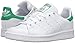 adidas Originals Stan Smith Sneaker, White/White/Green, 5 US Unisex Big Kid