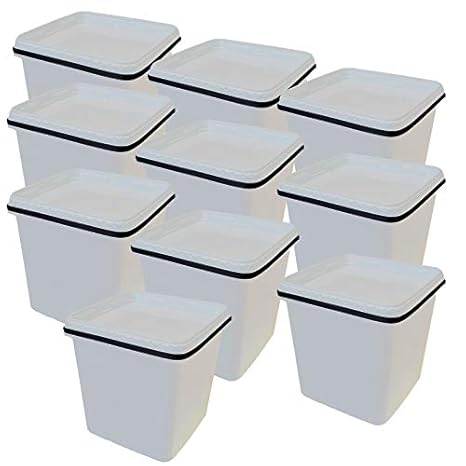 20 x 5 L Eimer mit Deckel eckig Weiss Kunststoff Plastikeimer lebensmittelecht