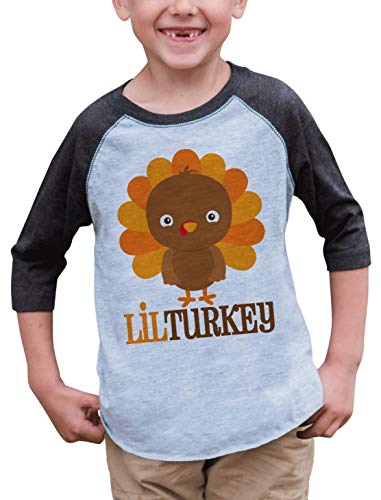 7 ate 9 Apparel Baby Boy's Little Turkey Thanksgiving 2T Grey Raglan - Thumbnail 2