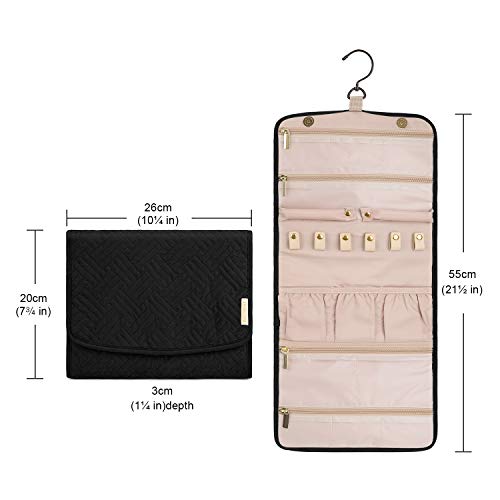 BAGSMART Travel Hanging Jewelry Organizer Case Foldable Jewelry Roll