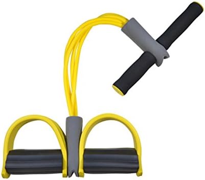 Anndeeson 4 Tubes Foot Pedal Elastic Pull Rope Resistance Training Expander (Yellow)