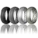 Egnaro Inner Arc Ergonomic Breathable Design, Silicone Rings Mens with Half Sizes, 7 Rings / 4 Rings / 1 Ring Rubber Wedding Bands, 10mm Wide-2.5mm Thick