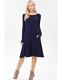 Annabelle - Vestido de cuello redondo para mujer, manga larga, diseño de rayas