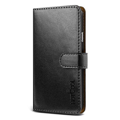 HOTCOOL Blackberry Z3 Wallet Case - Slim Soft Leather Wallet With Kickstand 2014bb Case For BlackBerry Z3 Smartphone, Black