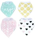 Casper + Cali Baby Bandana Bibs - Girl 4-pack gift set, absorbent super soft 100% cotton drool bibs, perfect for teething and drooling baby and toddlers with adjustable snaps 3 - 36 months