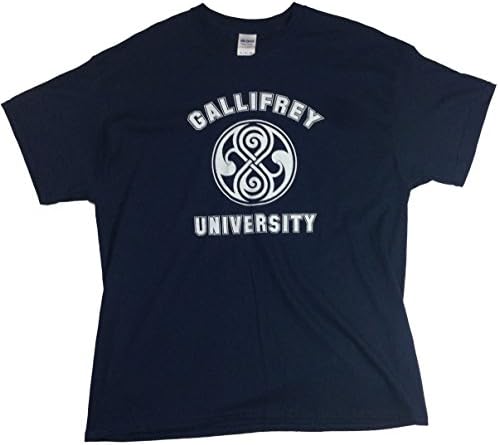SuperVillain Designs Mens Doctor Who Gallifrey Univerity Shirt Medium Navy Blue