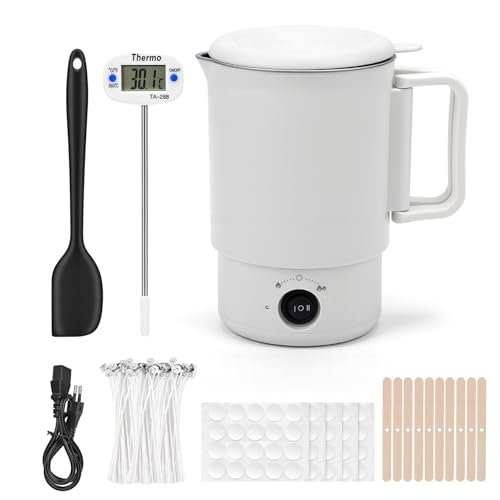 HISUEKIG Wax Melter Electric Candle 800 ml 600 W, Candle Making Kit Melter Wax Candle for Candle Making with 100 Wicks, Thermometer Candle, Mixing Spoon