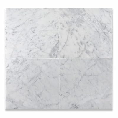 12" X 12" Bianco Carrara White Marble Honed Field Tile - Box of 5 sq. ft.