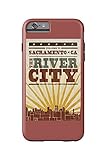 Sacramento, California - Skyline and Sunburst Screenprint Style (iPhone 6 Plus Cell Phone Case Cell Phone Case, Tough)