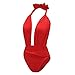 Women Backless One Piece Monokini Bikini,Red,Small